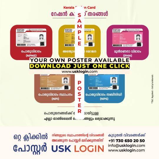 Kerala Ration Card Types akshaya Posters